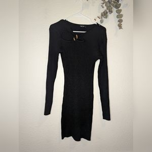 Nasty Gal Cut Out Neck Ring Long Sleeve Mini Sweater Dress